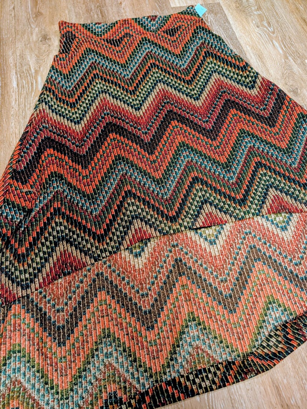 Veronica M Multicolor Chevron Natural Pallete Skirt - Rust, Teal & Olive